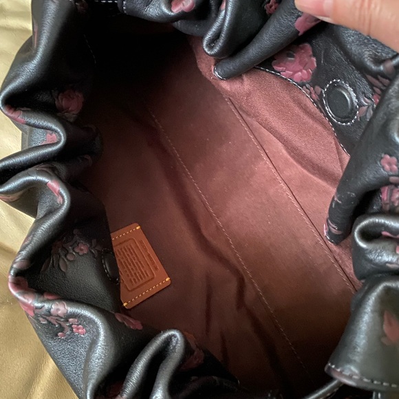 LKNW Coach Faye Shoulder Bag & Wallet Set Leather Floral Print Black/Wine - Picture 10 of 16